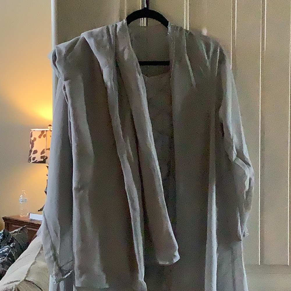 Grey Sparkly Shirt with Beaded Jacket and Pants